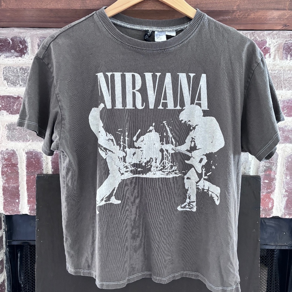 H&M+ Printed T-shirt - Nirvana Motif, Size S